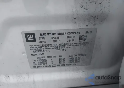 2018 Chevrolet Trax Lt z USA, uszkodzony, nr VIN KL7CJPSB2JB712112